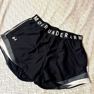UnderArmor running shorts , Size SM, Black//Grey//White, with UnderArmor Trim
